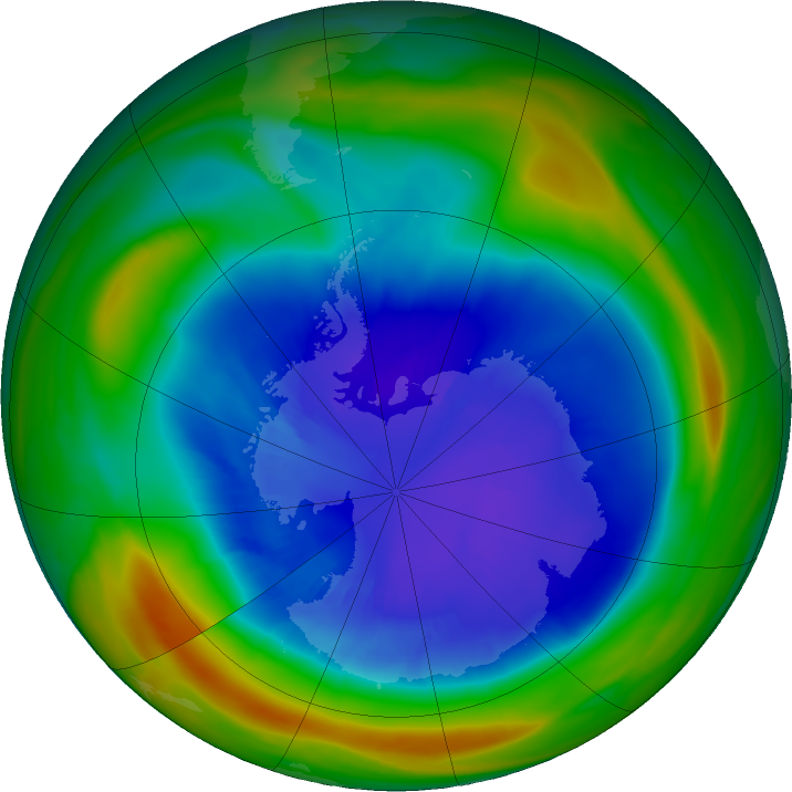 Antarctic ozone map for 08 September 2021